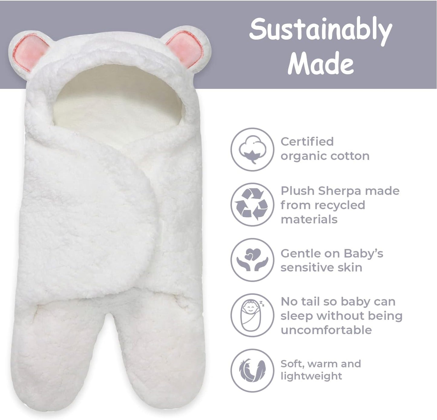 Organic Plush Bear Baby Swaddle Blanket 