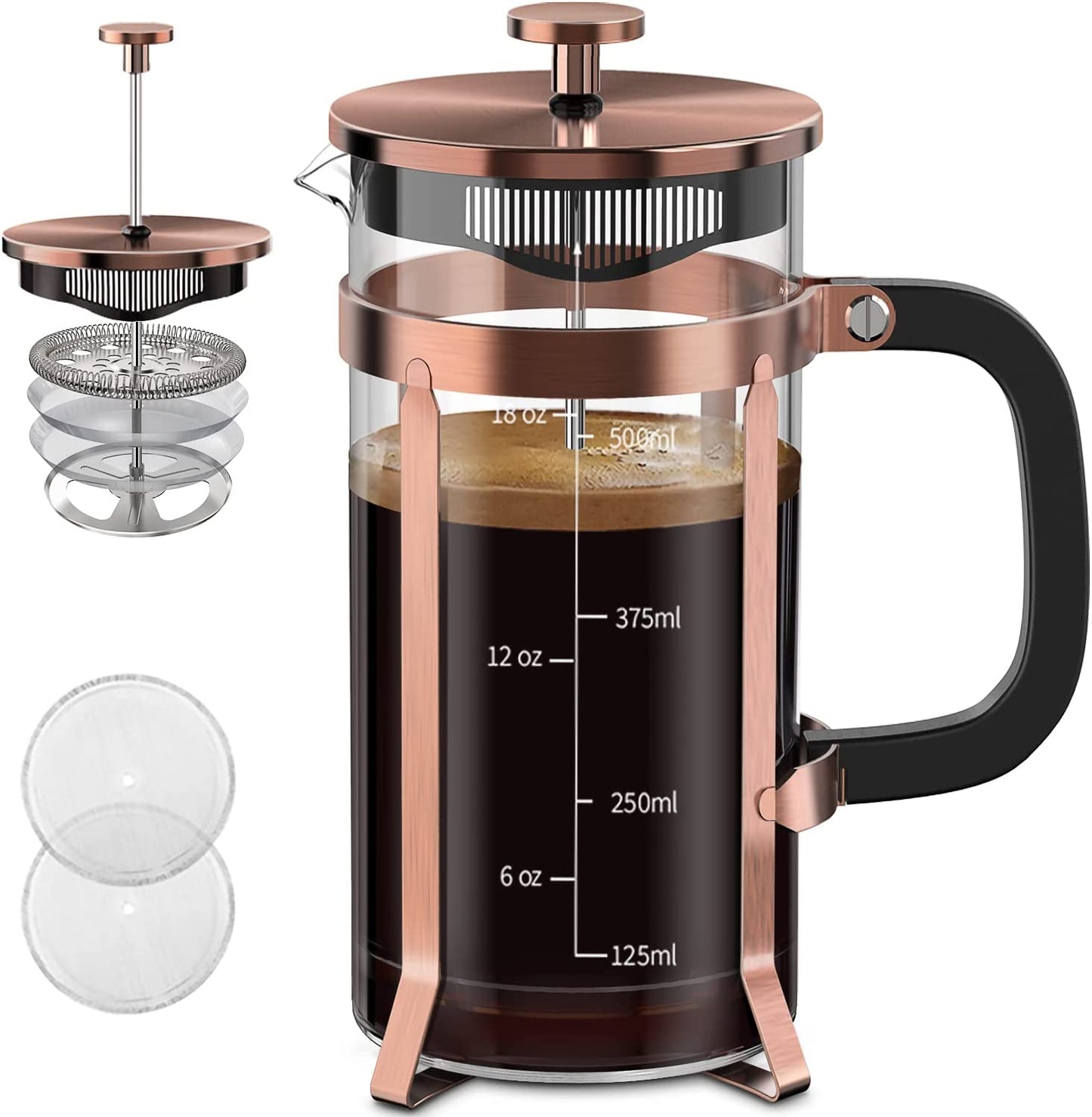 Stainless Steel and Copper French Press 21 Oz.