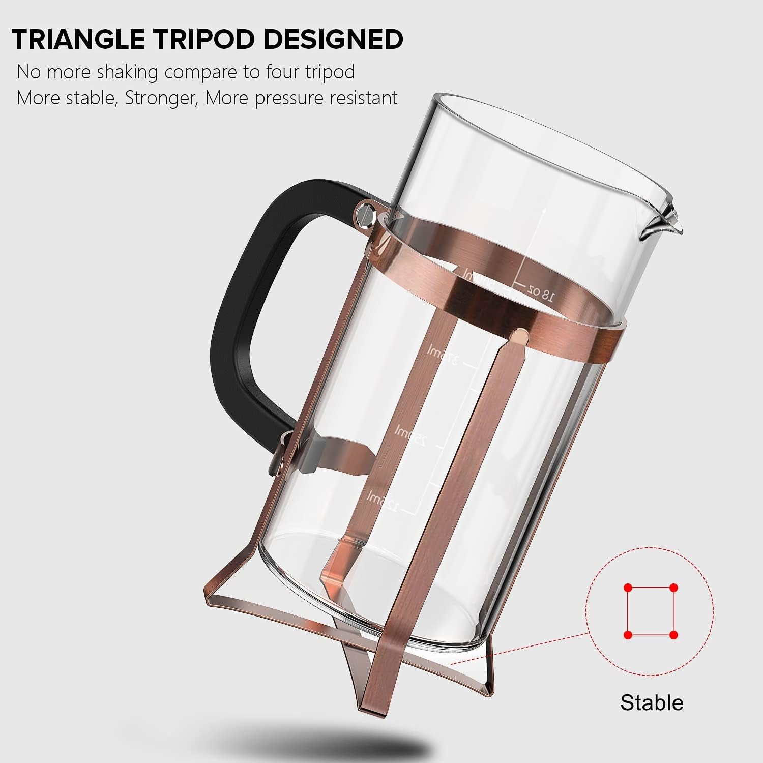 Stainless Steel and Copper French Press 21 Oz.