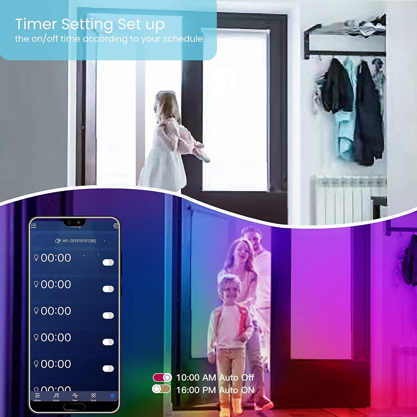 50 FT LED Color Changing Strip Lights with Music Sync, App & Remote Control 