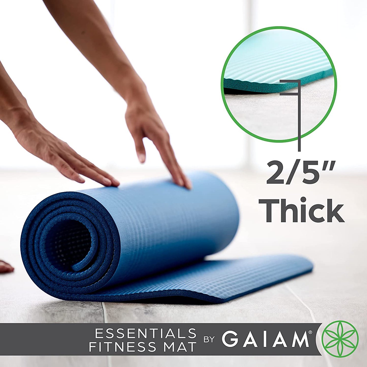 Super Comfy Thick Yoga Mat with Easy-Cinch Carrier Strap