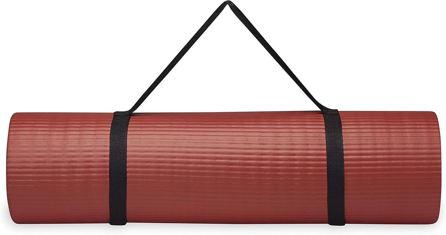 Super Comfy Thick Yoga Mat with Easy-Cinch Carrier Strap