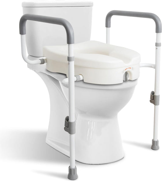 Adjustable Raised Toilet Seat with Handles 