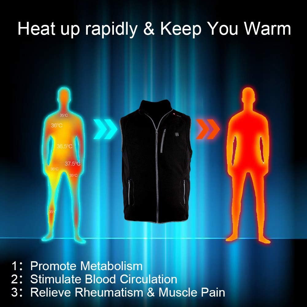 Heated Polar Fleece Vest for Men and Women